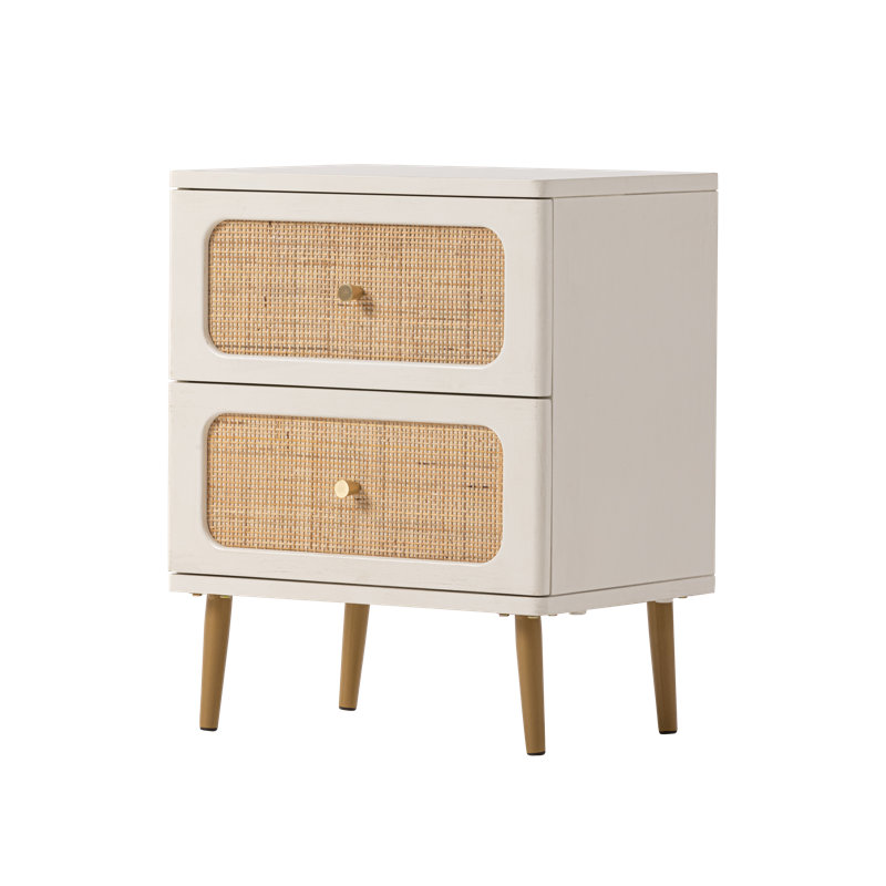 Bayou Breeze Okkra Modern Farmhouse 2Drawer Woven Nightstand & Reviews